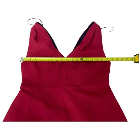 Zara Womens Mini Dress L Bright Red Voluminous Sleeveless V-Neck 2065/677 NWT - Picture 12 of 16